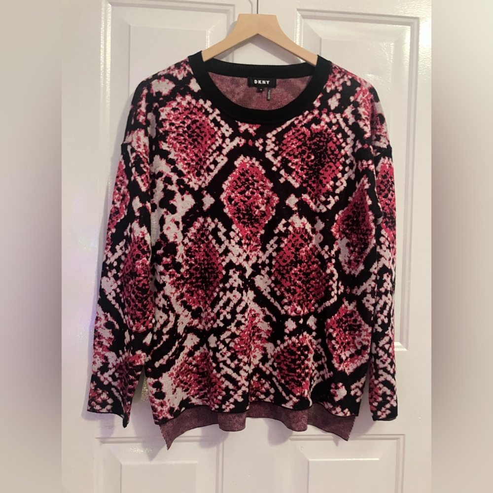 Dkny - Python-Print Sweater Pink/ Black - image 2